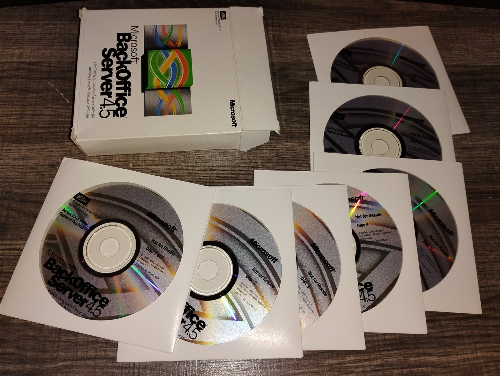 Microsoft BackOffice Server 4.5 PC 7 CD-ROMs SQL Server 7.0 Full for Windows NT