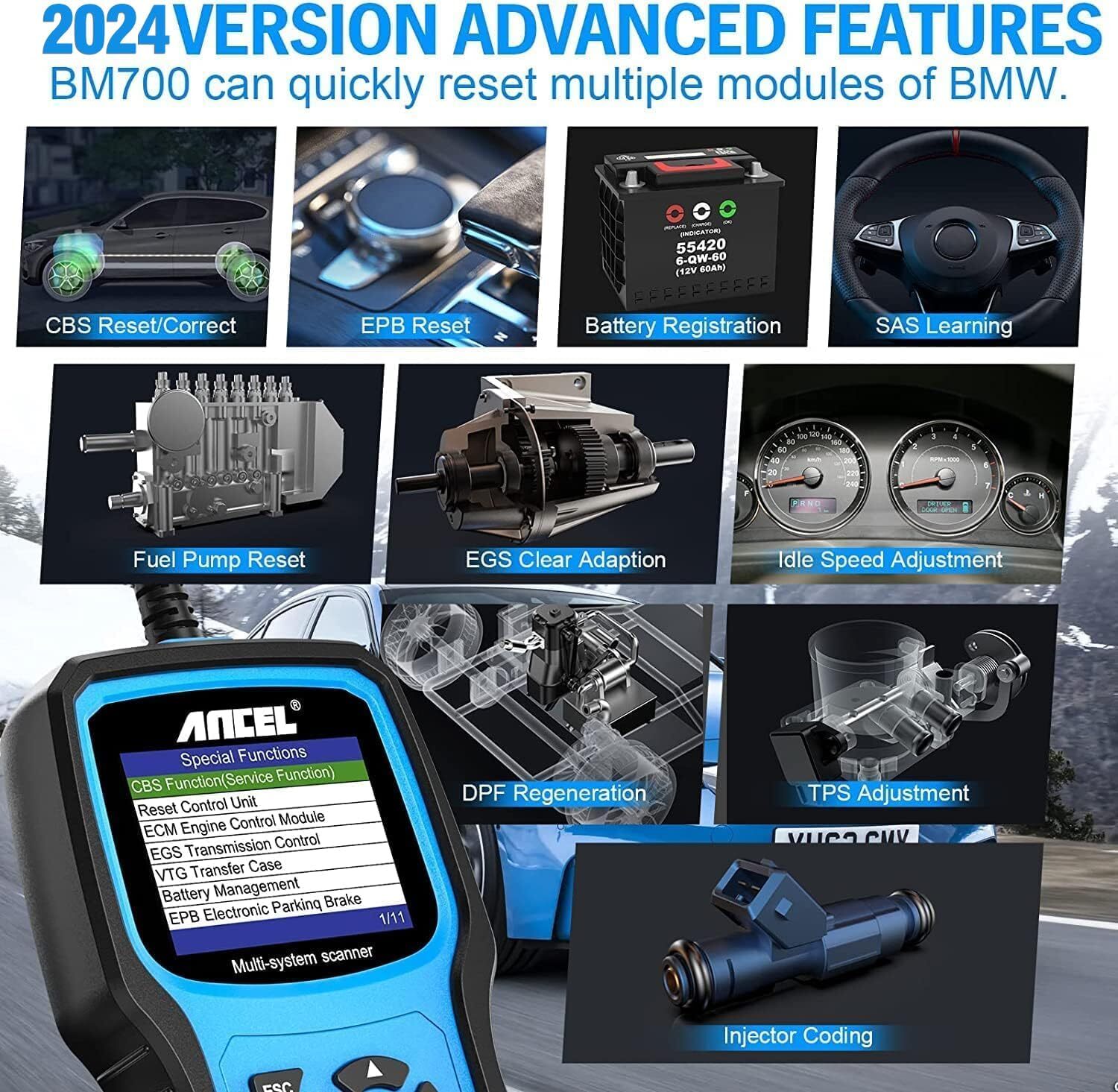 Ancel BM700 For BMW Full System OBD2 Diagnostic Scanner ABS SRS EPB TPMS BMS OIL