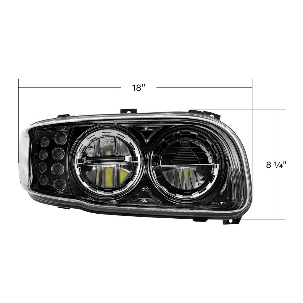 Full LED Headlight for 2006-2024 Peterbilt 388/389/567 - Blackout - Passenger