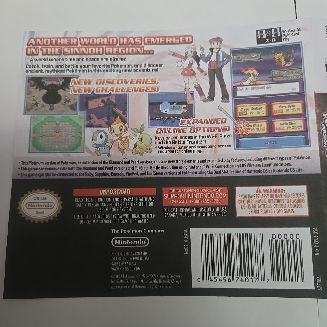 Replacement Case For Pokemon Platinum Version Nintendo DS