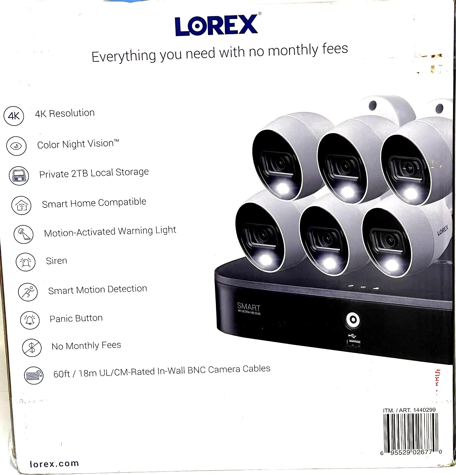 Lorex 4K Ultra HD Security System with 6 x 4K (8MP) Active Deterrence Camera NEW