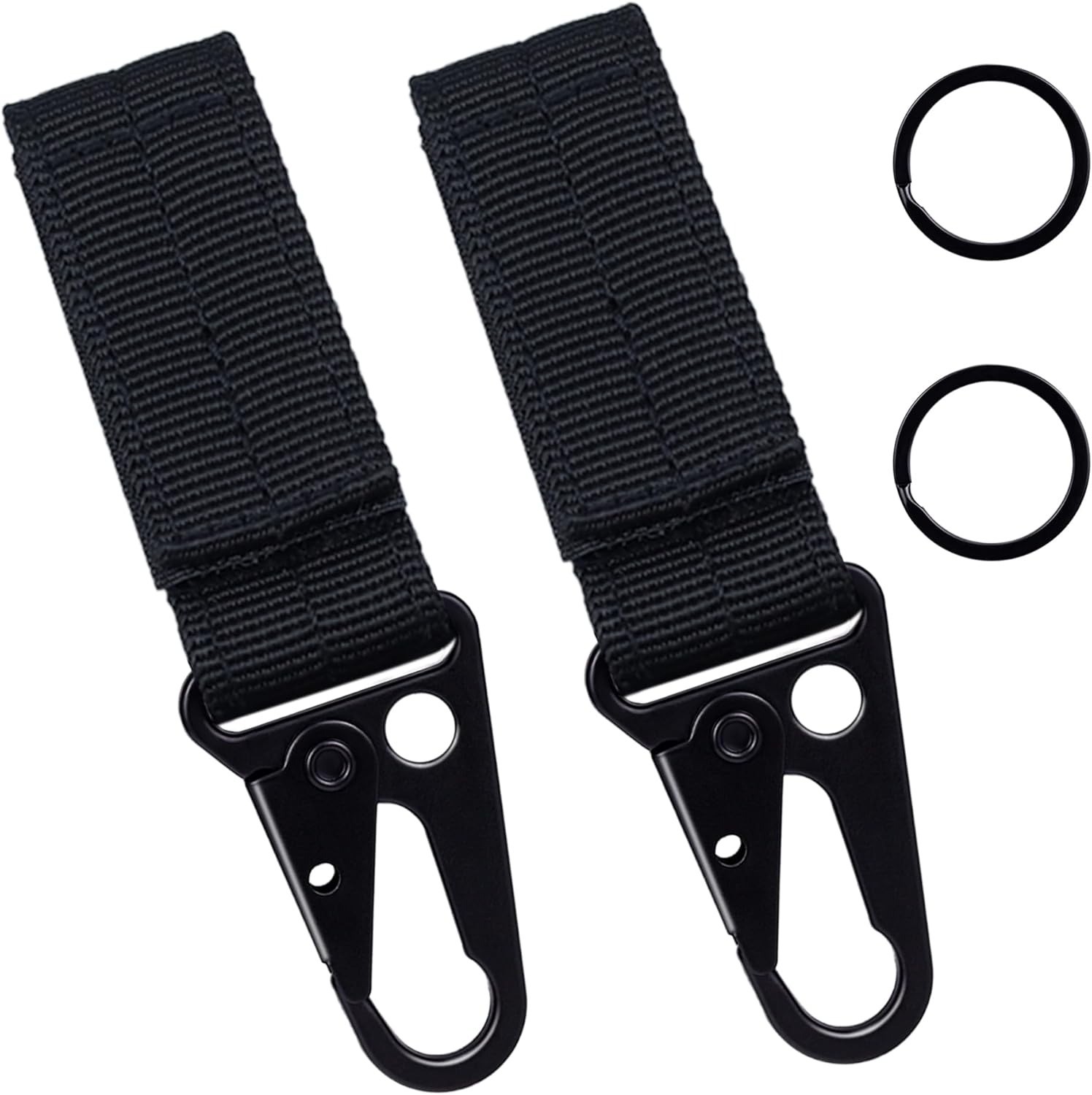 2 Pack Tactical Belt Key Chain Keeper Snap Hook Molle Clip Keychain Ring Holder