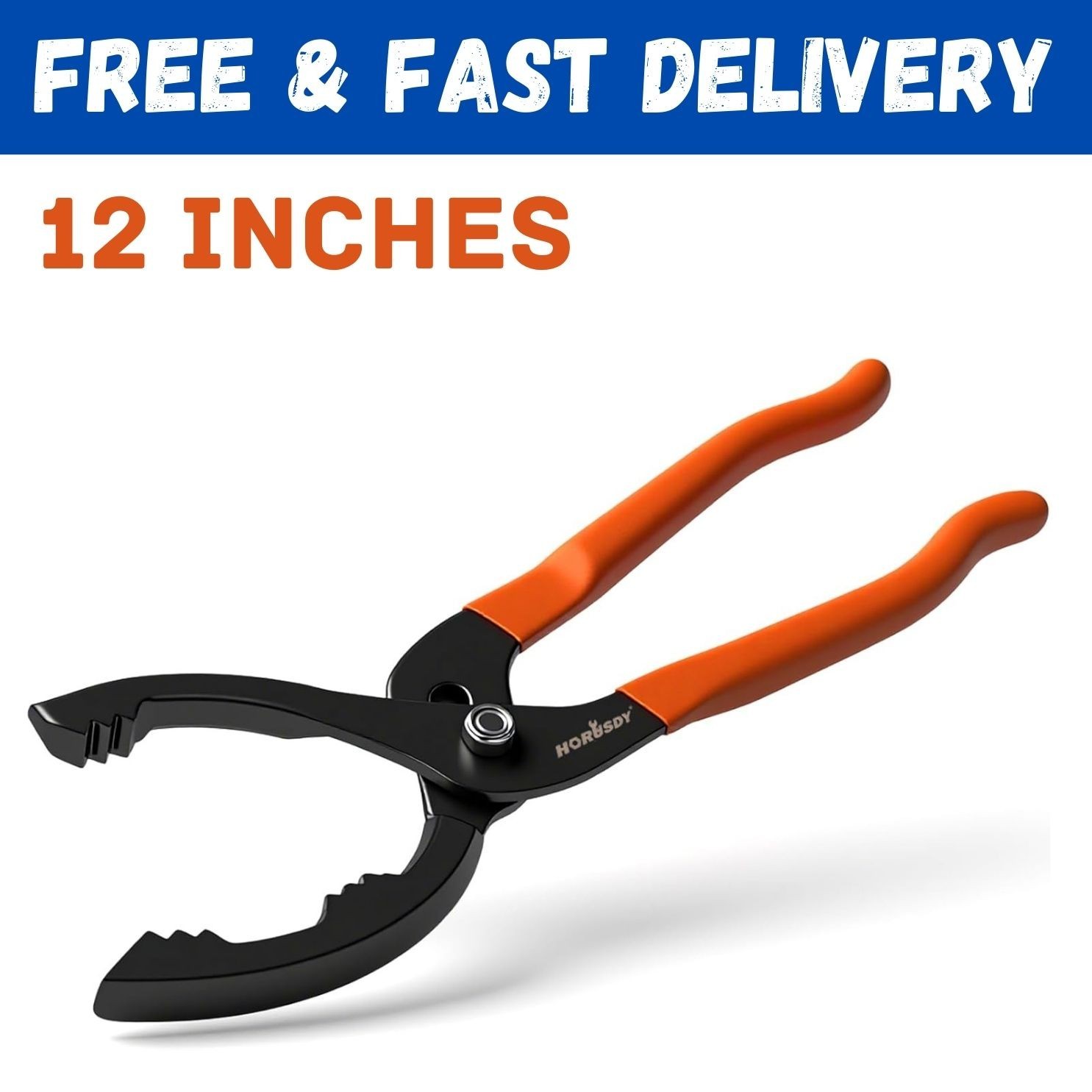 HORUSDY 12 Adjustable Oil Filter Pliers, 20° Angled Jaw Heavy-Duty Oil Filter