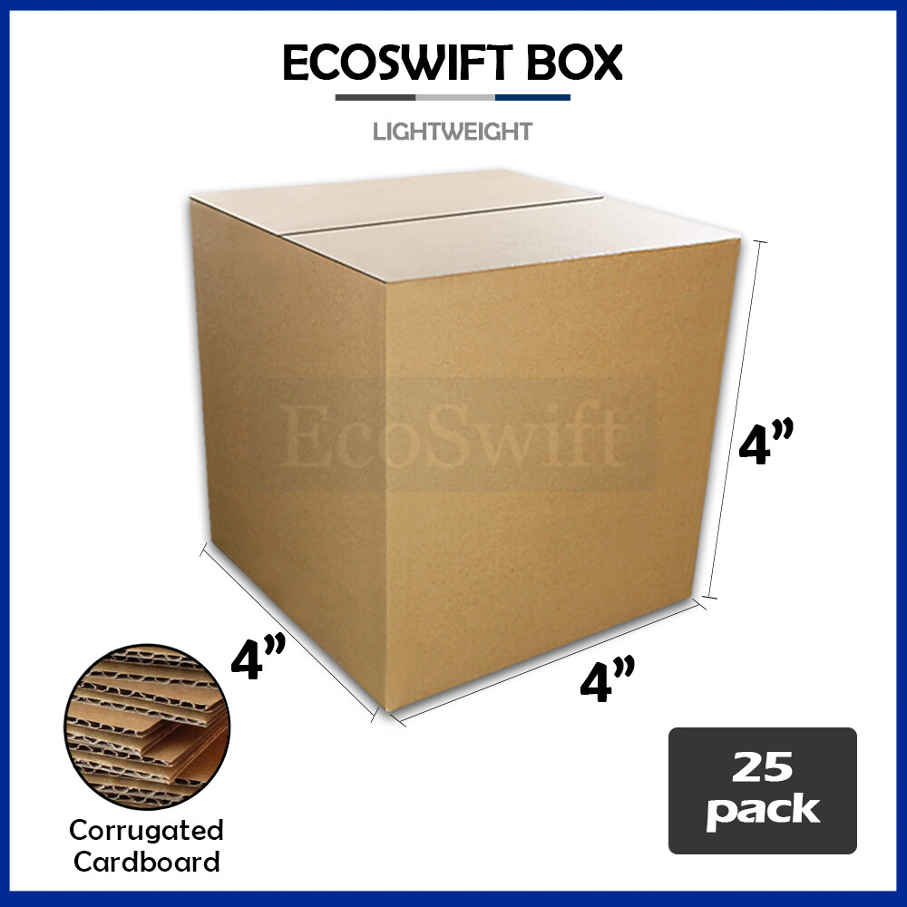 25 4x4x4 EcoSwift Cardboard Packing Moving Shipping Boxes Corrugated Box Cartons