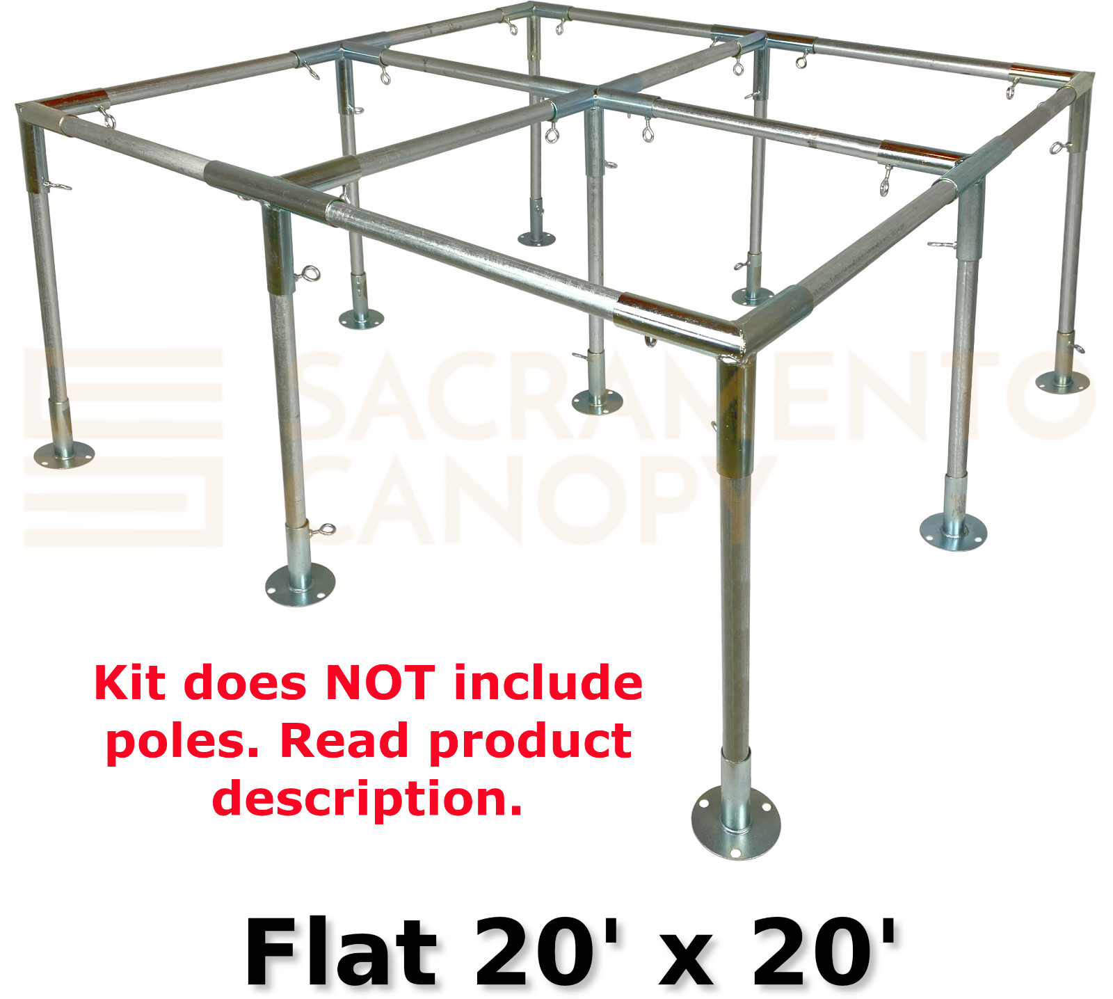 20' Wide Flat Roof Canopy Fittings Kits, DIY Metal 1" EMT Carport Frame Parts