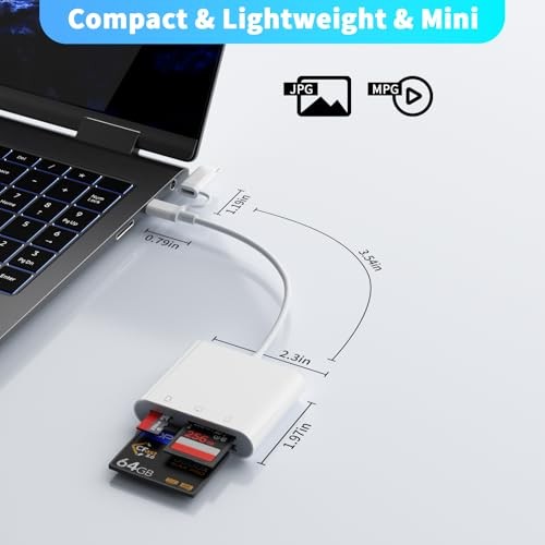 Lightning and USB C SD Card Reader for iPhone iPad Mac Android Phone Laptop, 3