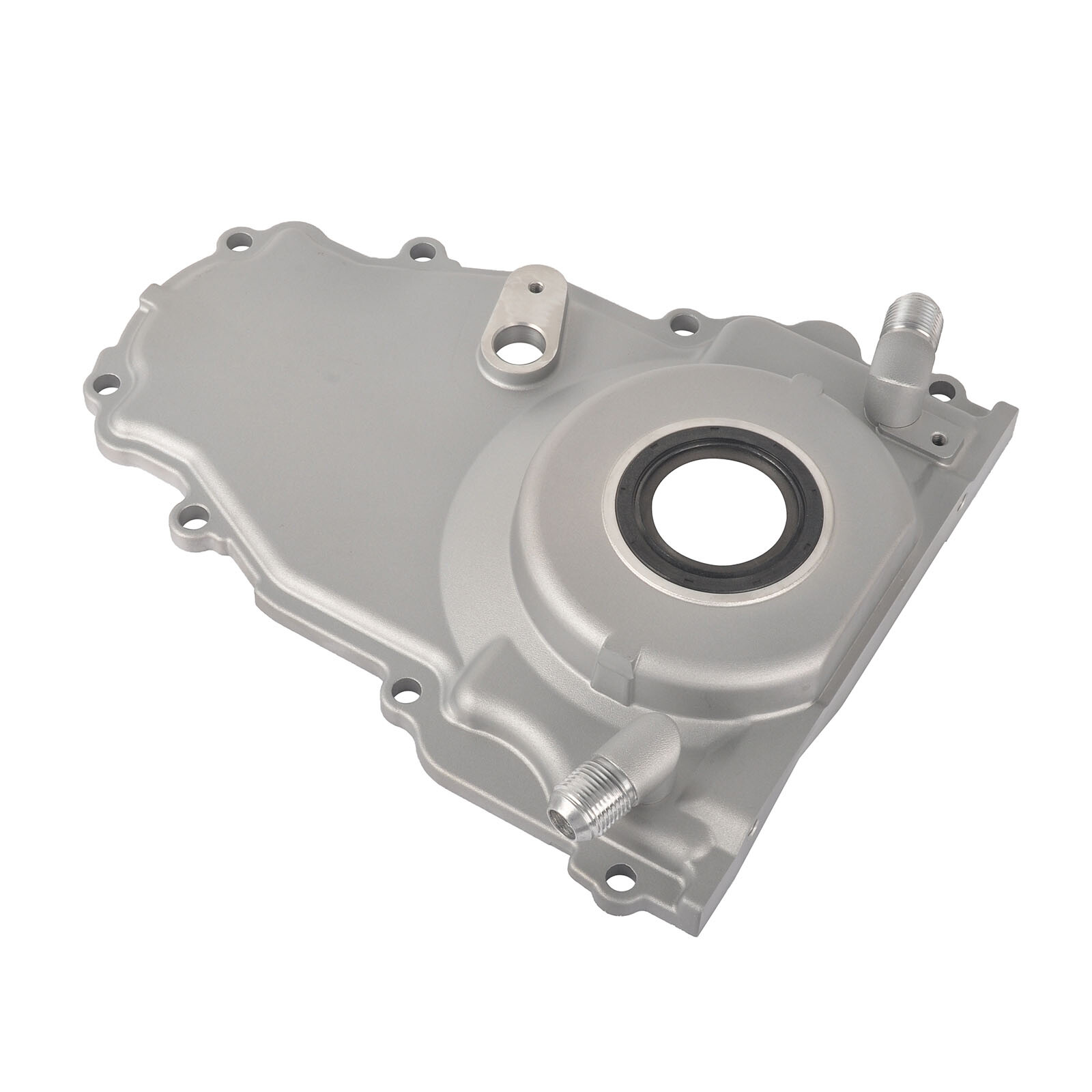 For LS Gen 4 Front Engine Timing Chain Cover w/10AN Twin Turbo Oil Drain Fitting