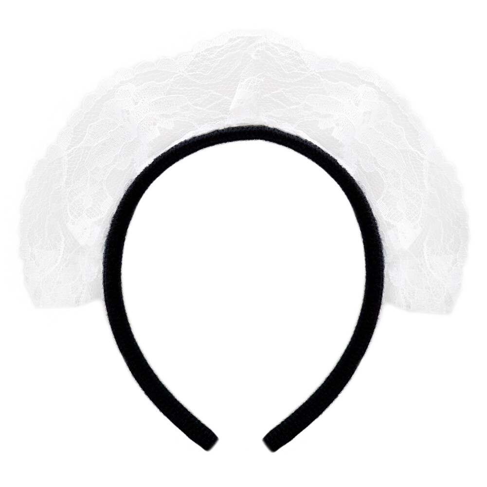 White Lace French Maid Headband - Cute Halloween Cosplay Lolita Costume Dress Up