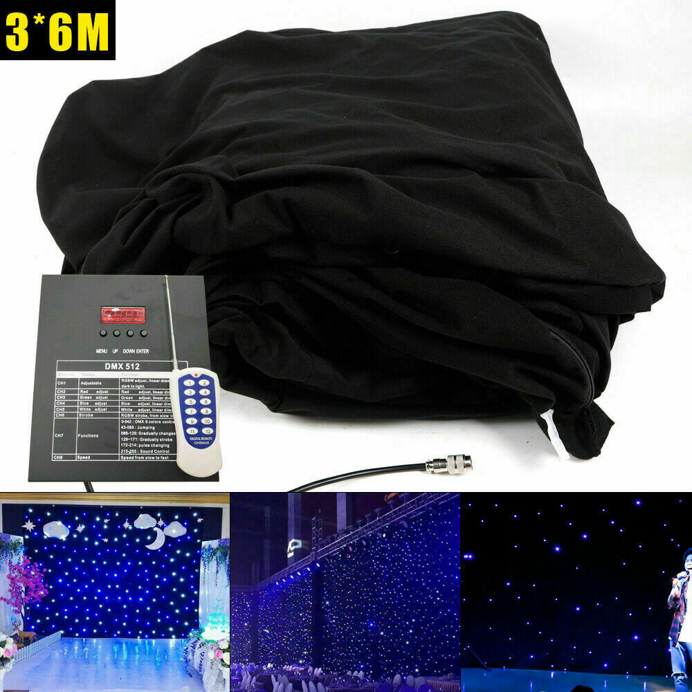 LED Star Stage Backdrop - 20x10FT LED Star Curtain Background Starry Sky DMX512