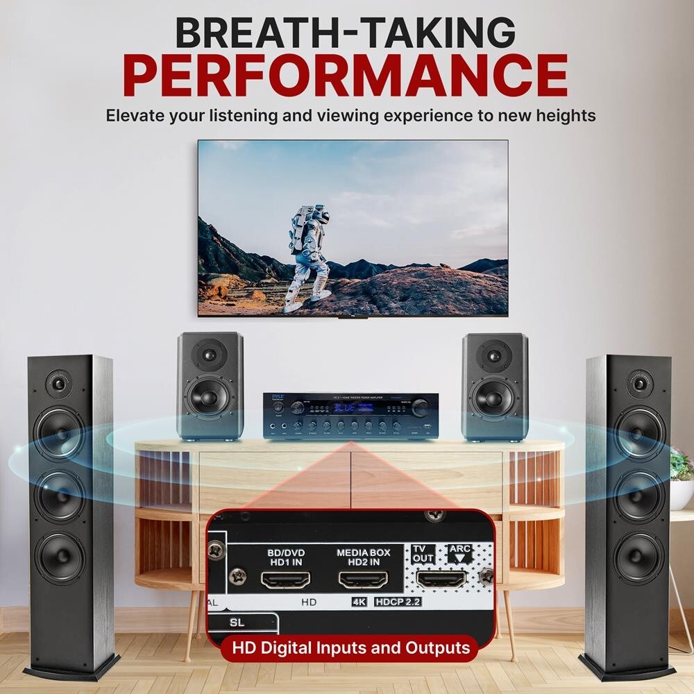 Pyle 400 Watt Power Bluetooth Stereo Amplifier Receiver w/ Digital LED Display