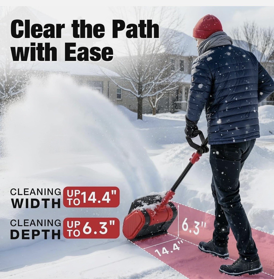 Electric Cordless Snow Shovel, 14.4-Inch | 24V | 5.0Ah Brushless Cordless Snow B