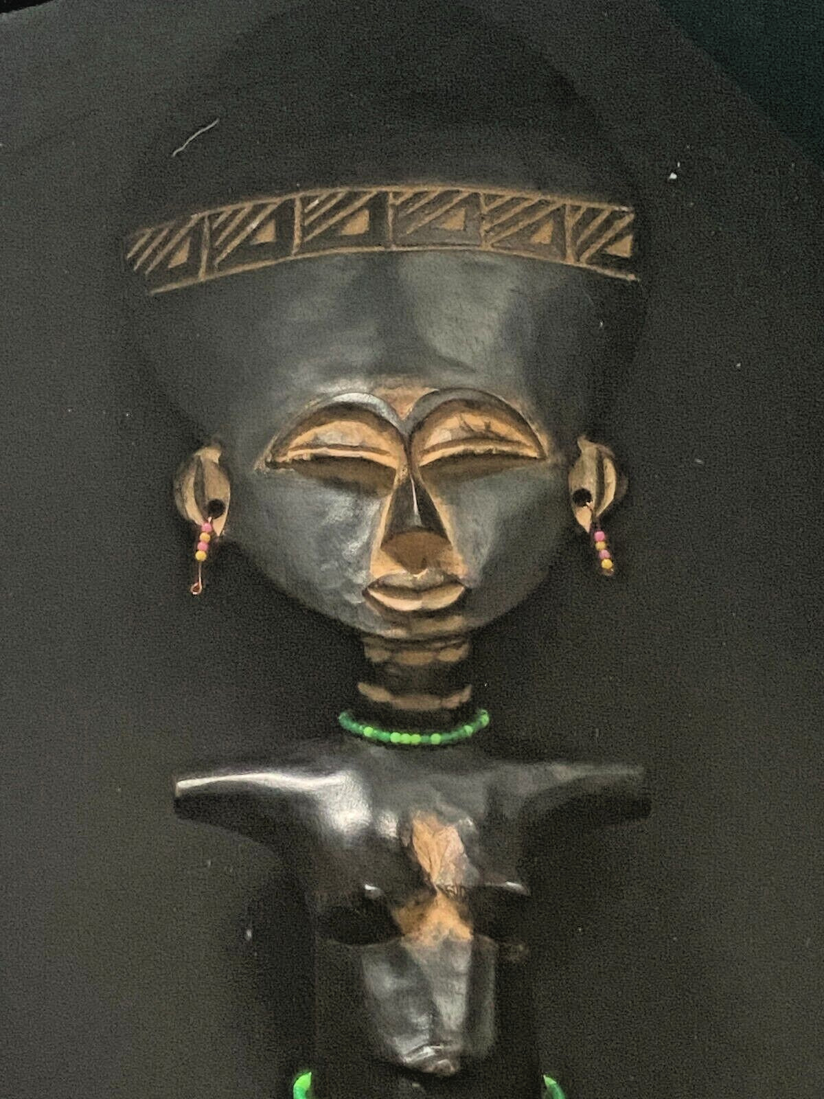 Vintage African Tribal Figure Statue Maternity Fertility Framed Shadow Box Large