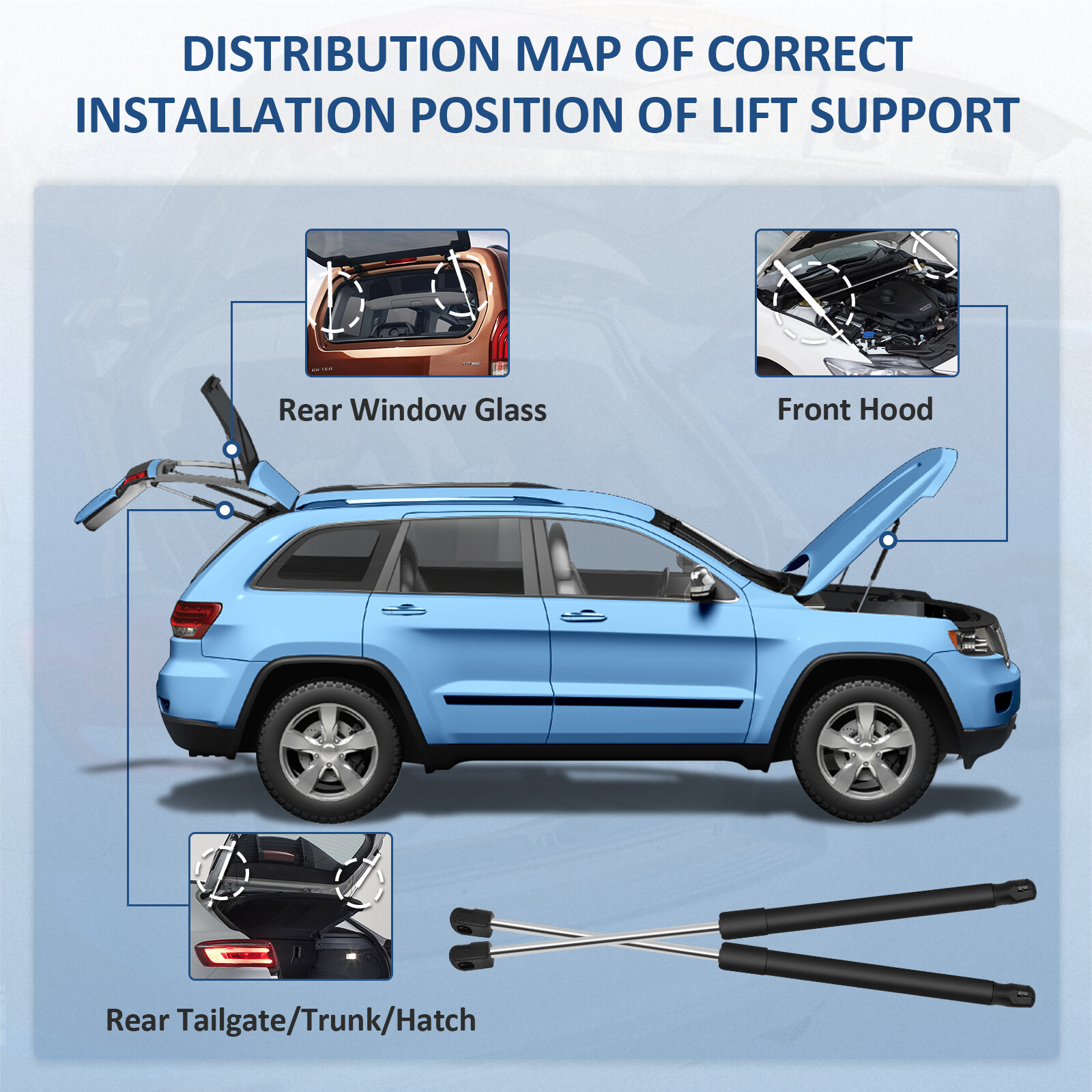 For 2012-2017 Hyundai Veloster 2 Pcs Rear Hatch Lift Supports Shock Struts
