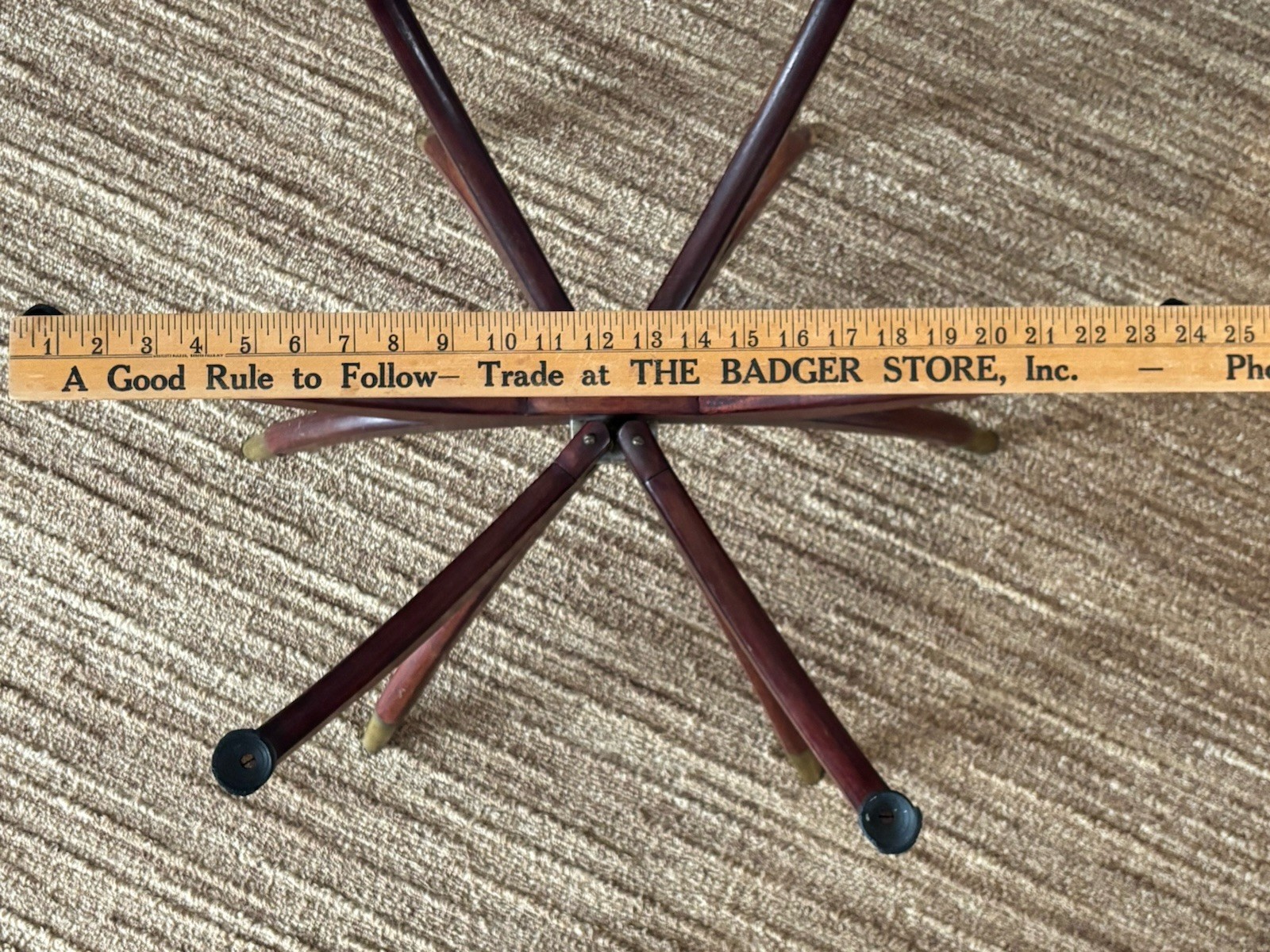 VTG Mid-Century Modern Spider Leg Tray Table Folding Base Brass Tips No Tray MCM