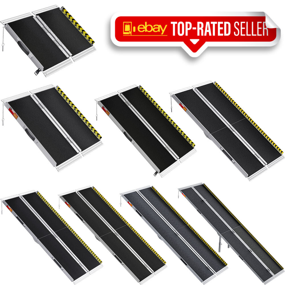 2/3/4/5/6/7/8/10FT Home Wheelchair Ramp Non-Skid Folding Aluminum Ramps Steps