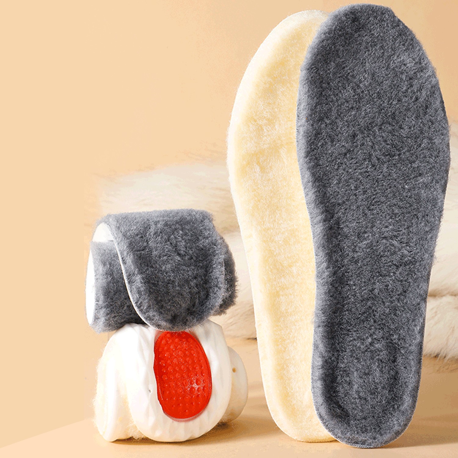 Premium Warm Thick Wool Fur Fleece Insoles Cozy & Fluffy Breathable Shoe Inserts