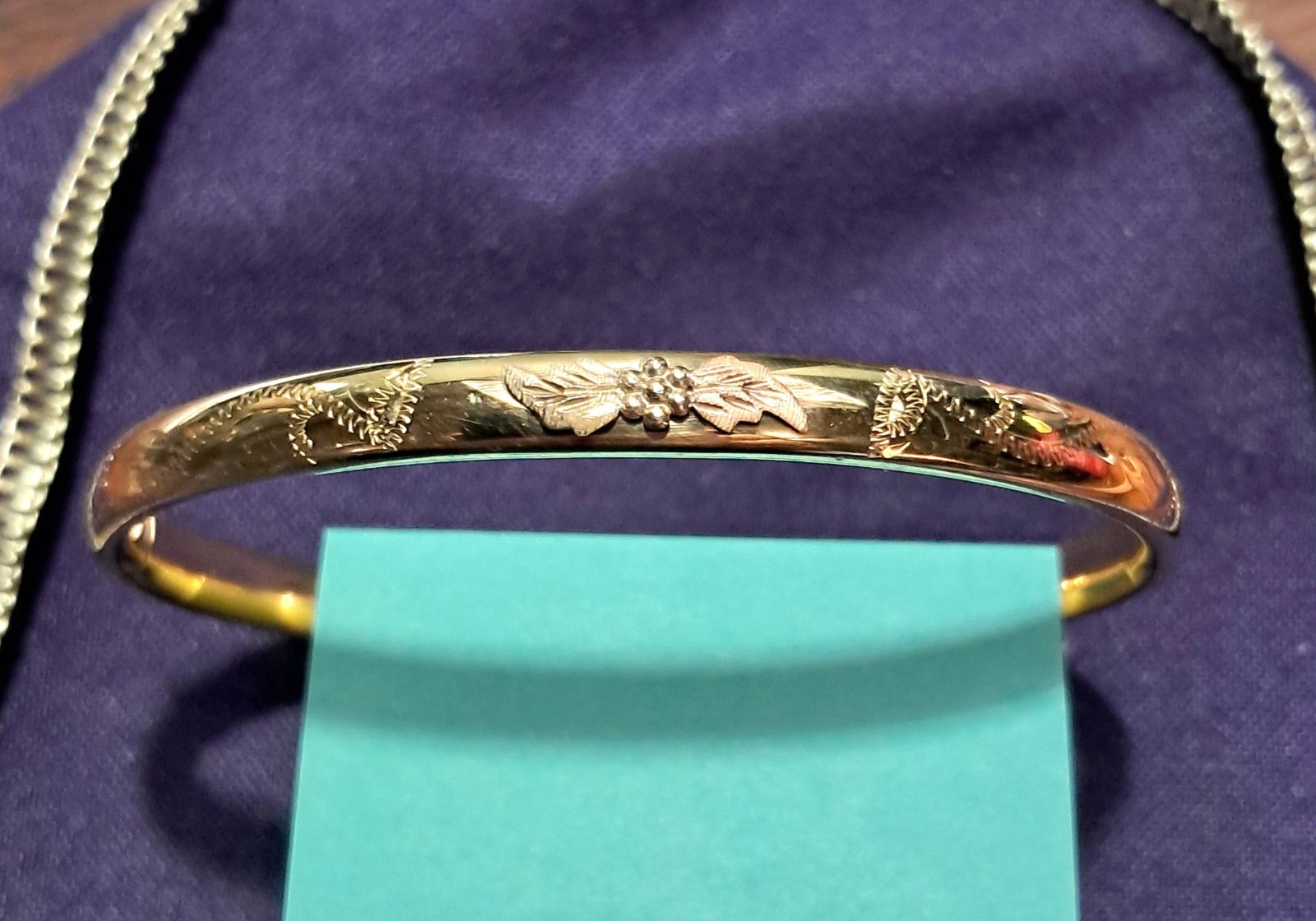 Vintage 14K GF Gold Leaf/Filled  Black Hills Gold Adjustable Bracelet Bangle