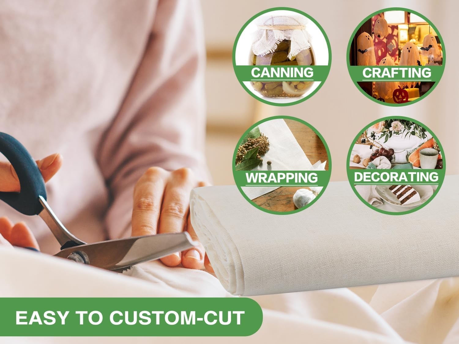 Organic Cheese Cloth 36x36”– GOTS Certified, Grade 100, Unbleached Cotton Muslim