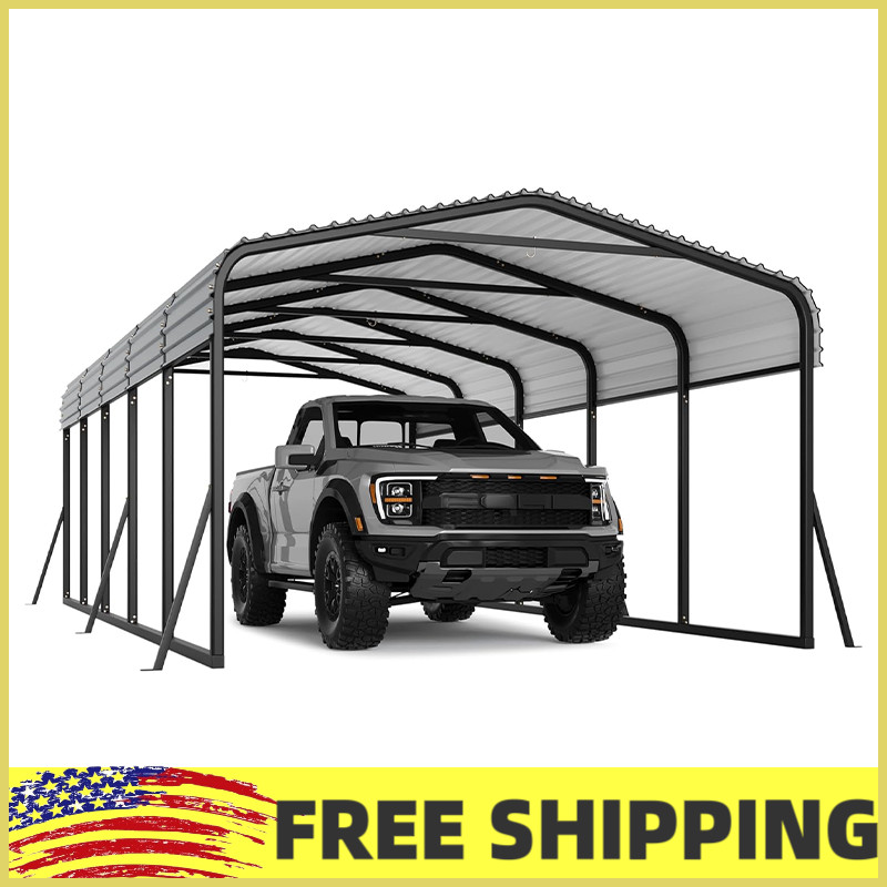 12FTx24FT Metal Carport Kits w/Galvanized Steel Roof Heavy Duty for Tractor,Car