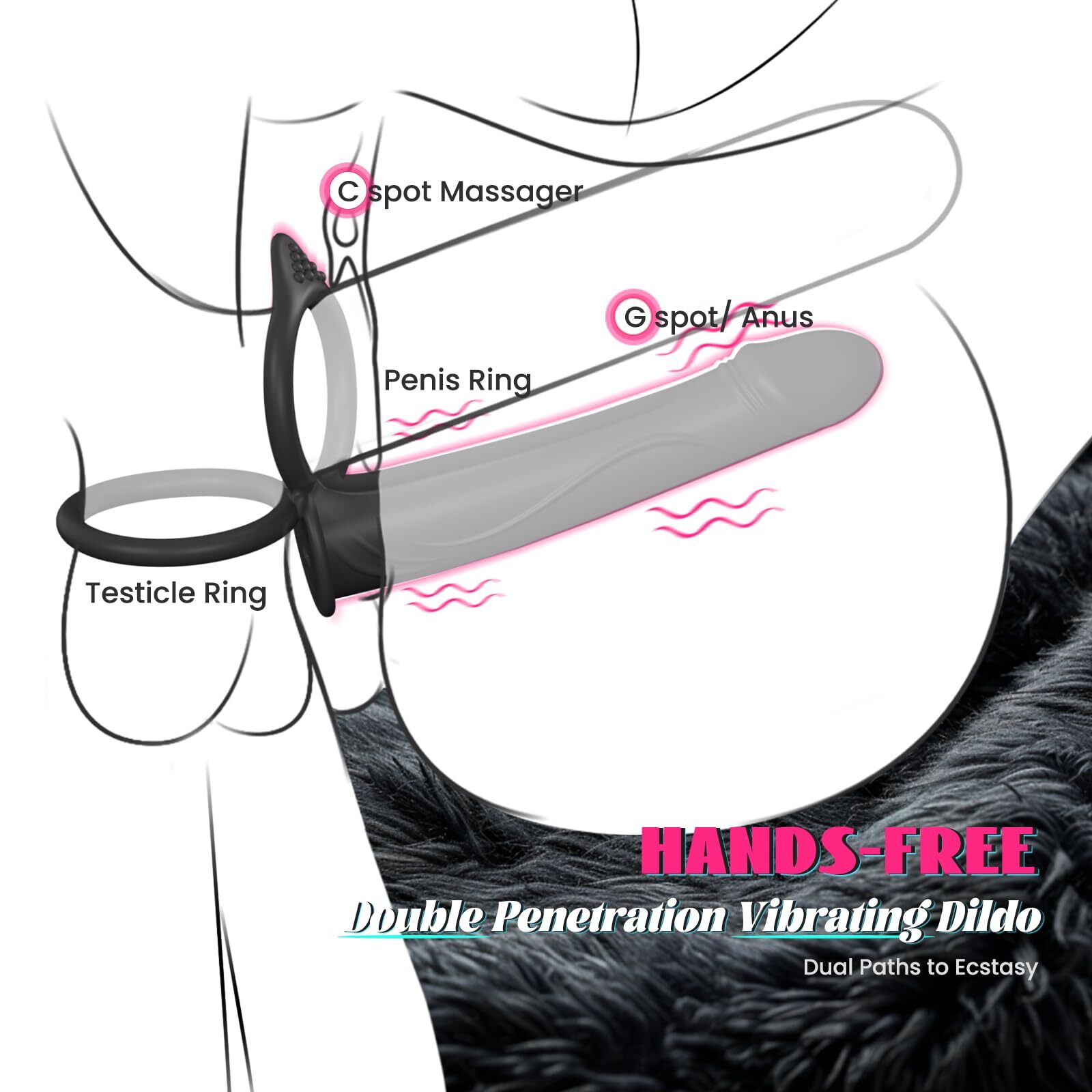 Men Penis Cock Ring Vibrator G spot Dildo Massager Sex Toys For Women Couple