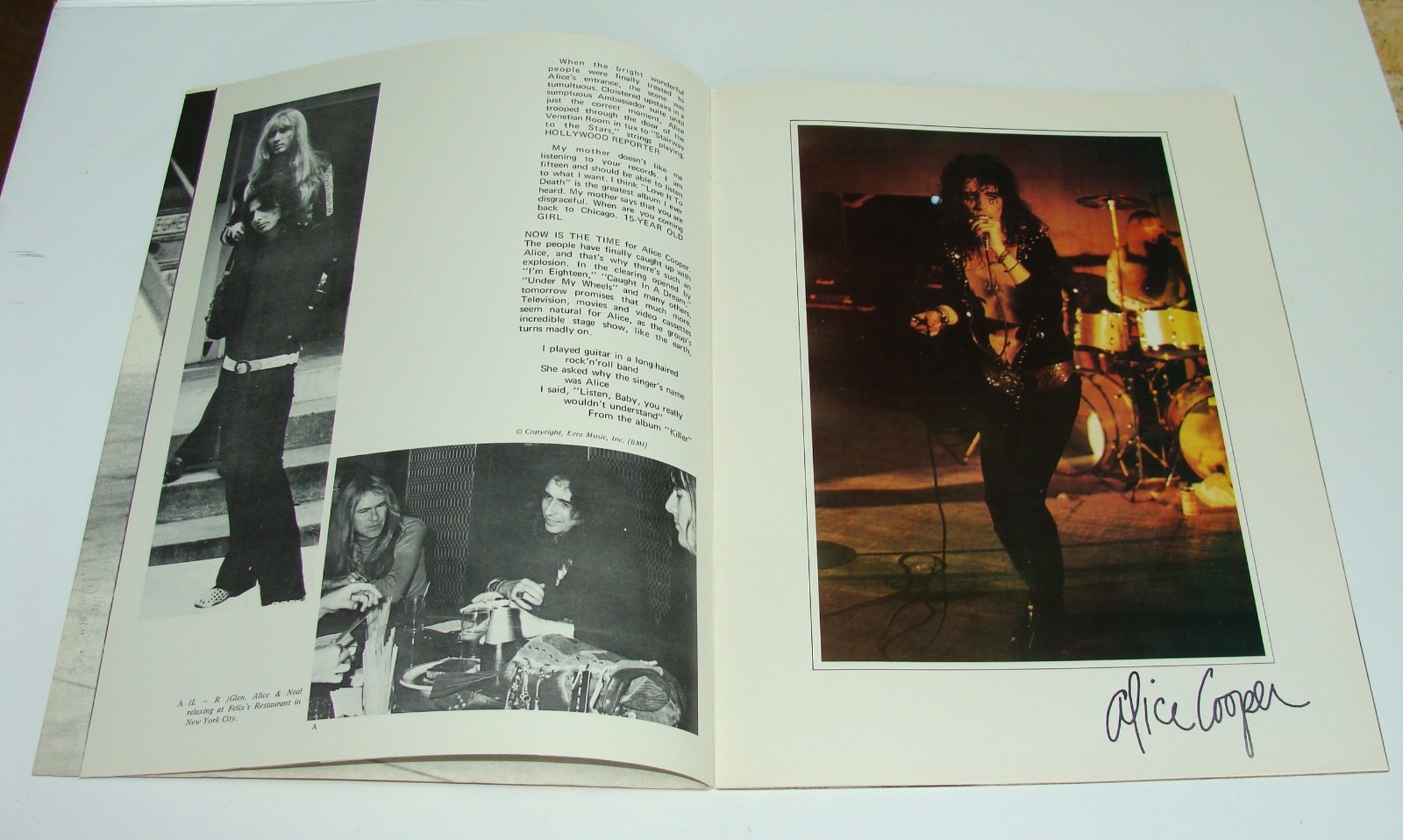 ORIG 1971 ALICE COOPER - PHOTO TOUR BOOK - SOUVENIR BOOK PUBLISHERS