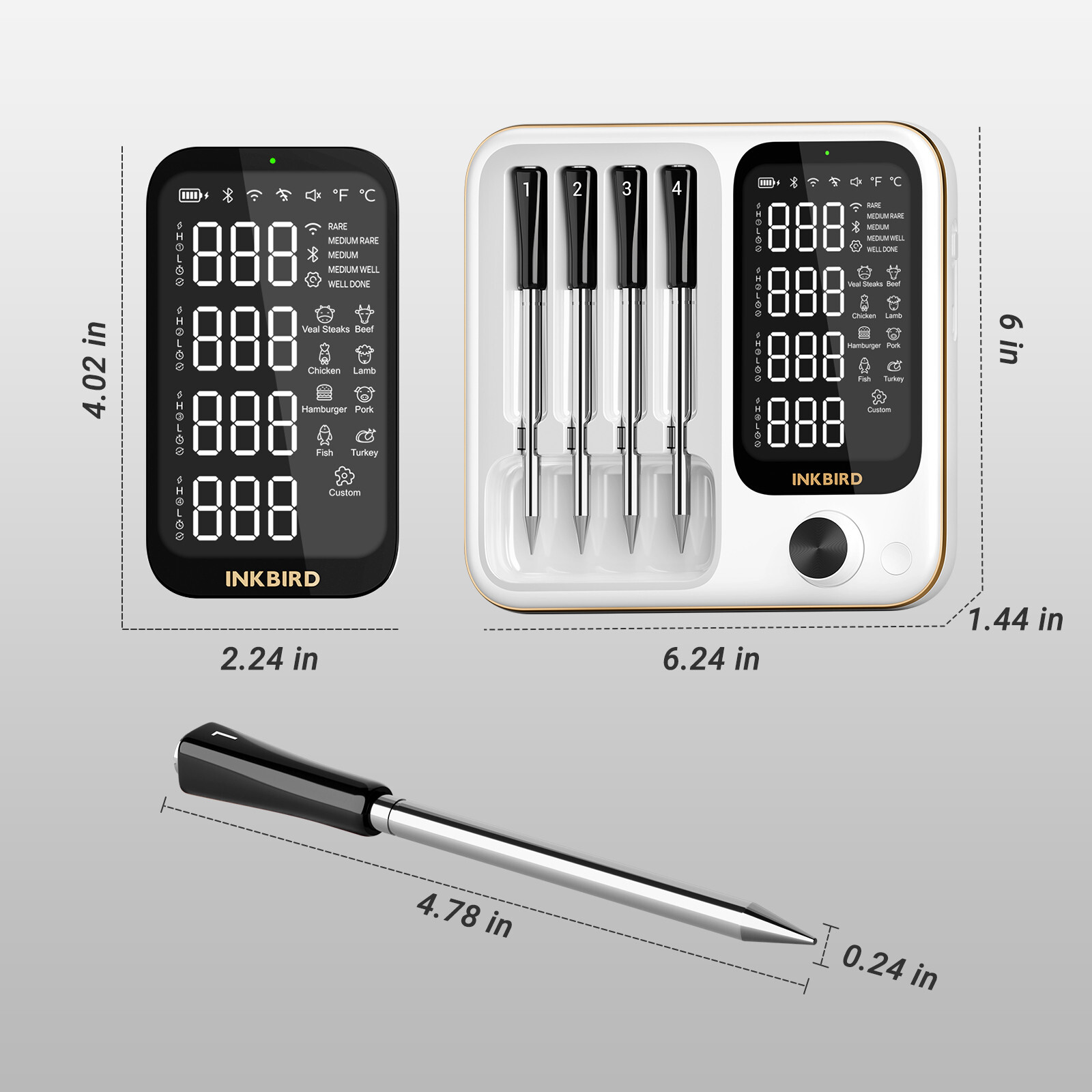 Inkbird Wireless Meat Thermometer Oven BBQ Cooking Bluetooth WiFi Remote Control