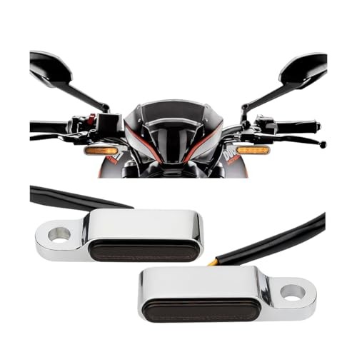 2PCS Motorcycle Handlebar Turn Signal Lights, Motorbike Front Rear Black/Silver