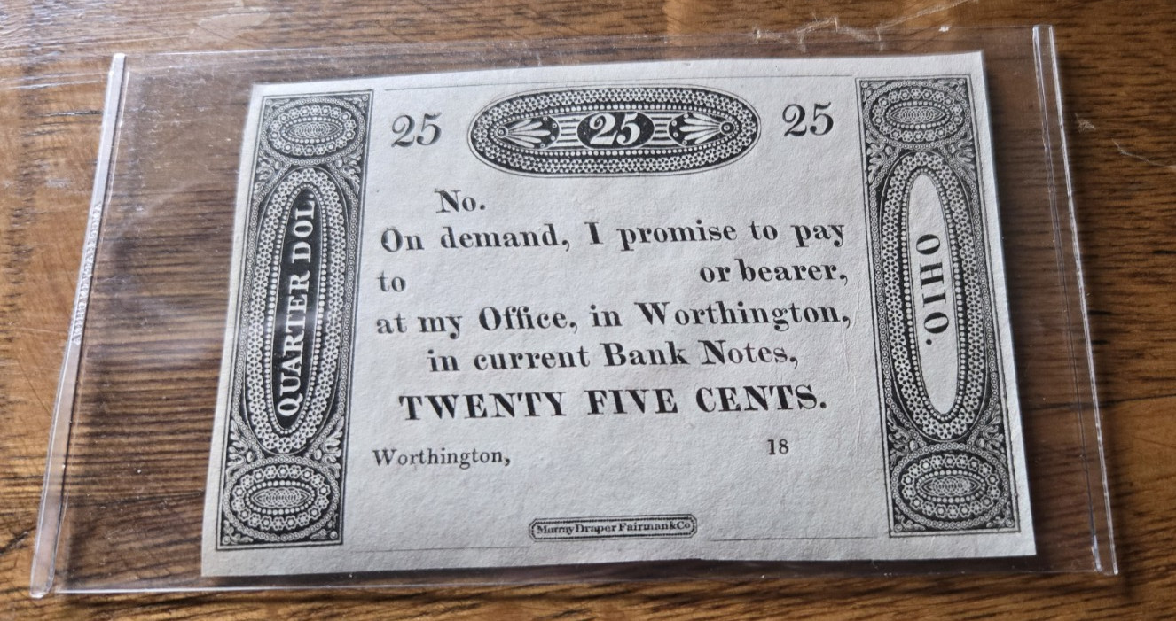 (3) Worthington Ohio Obsolete Currency Bank Note Remainders Ezra Griswold