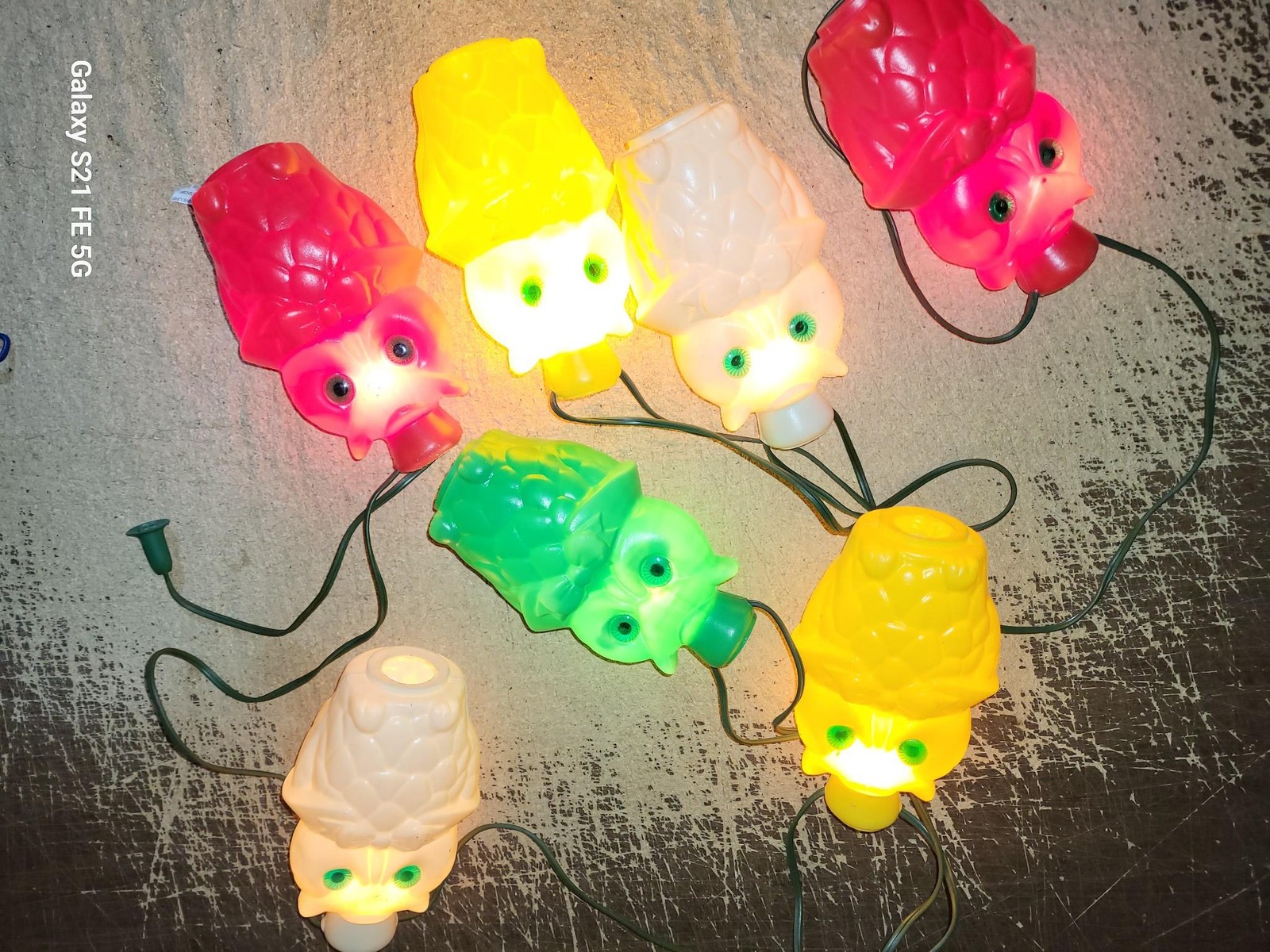 Vintage 7 Plastic Blow Mold Owls Patio RV Camping Tiki String Lights Lot 1