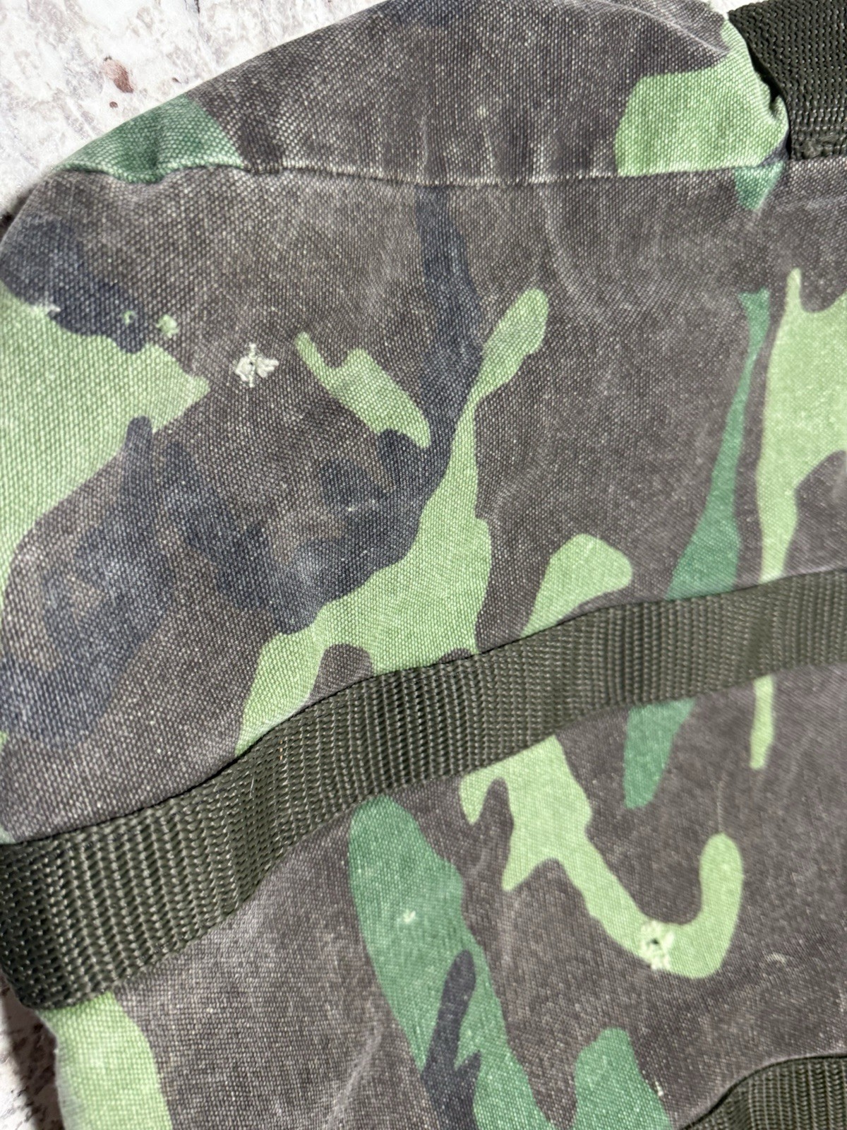 VTG Military Duffel Bag Woodland Camo Gym Travel Bag USMC 80s Canvas Bag 1990s