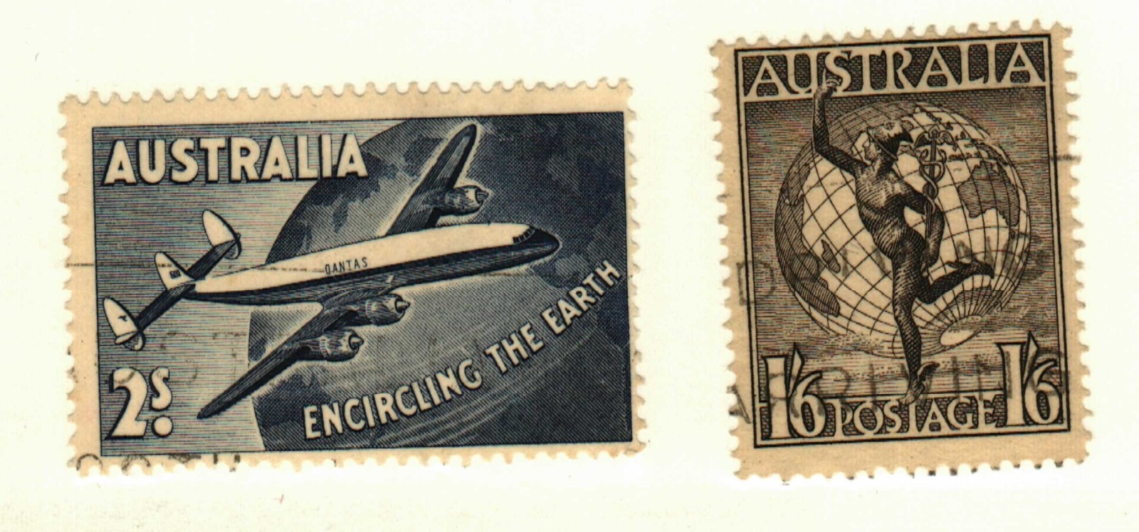 Australia #C6, C8 used airmail Encircling the earth, Mercury