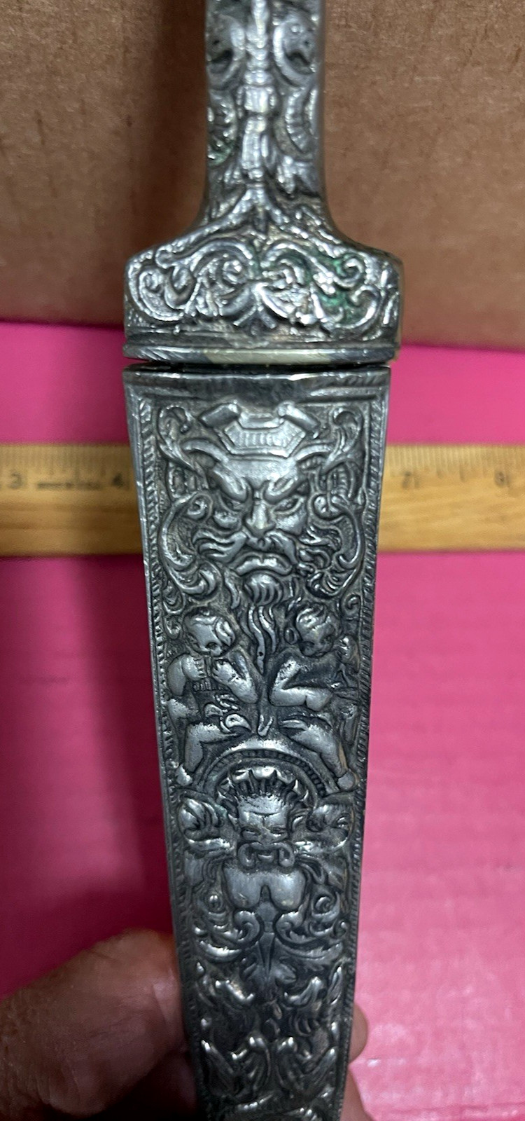 SILVER DAGGER REPLICA 19TH CENTURY GROTESQUE ARABESQUE HANS HOLBEIN ITALY