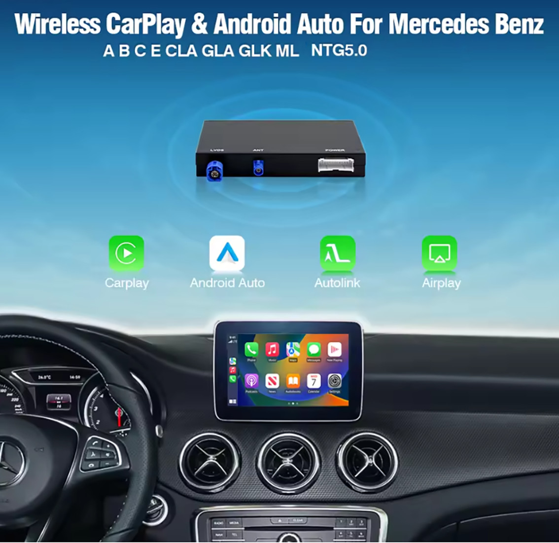WirelessWireless Carplay Android Auto Retrofit For Benz S550 S W222 NTG5.0 15-18