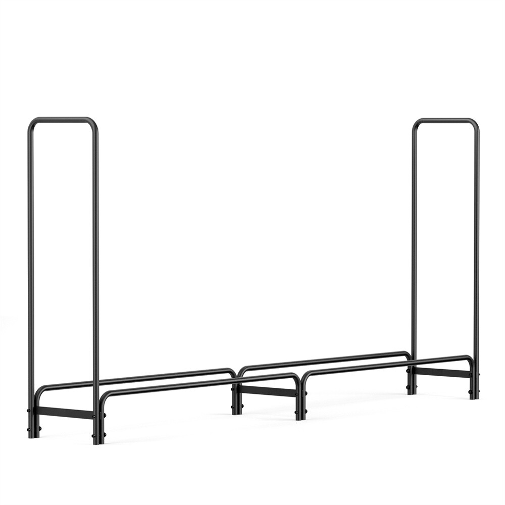 12ft/8ft Metal Firewood Rack Adjustable Outdoor Log Rack Wood Stacker for Patio