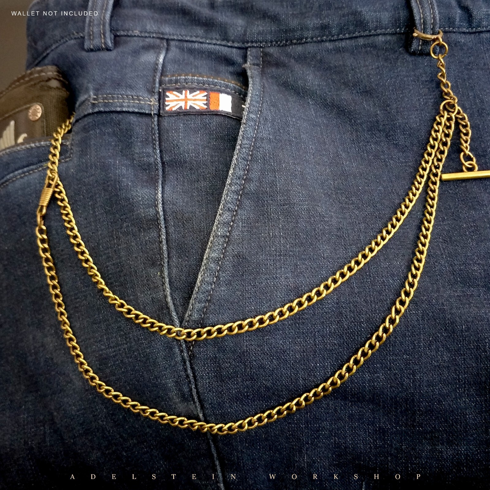 Brass Waldemar Double Albert Pocket Watch Chain, Swivel, Drop FOB006 (See NOTE)