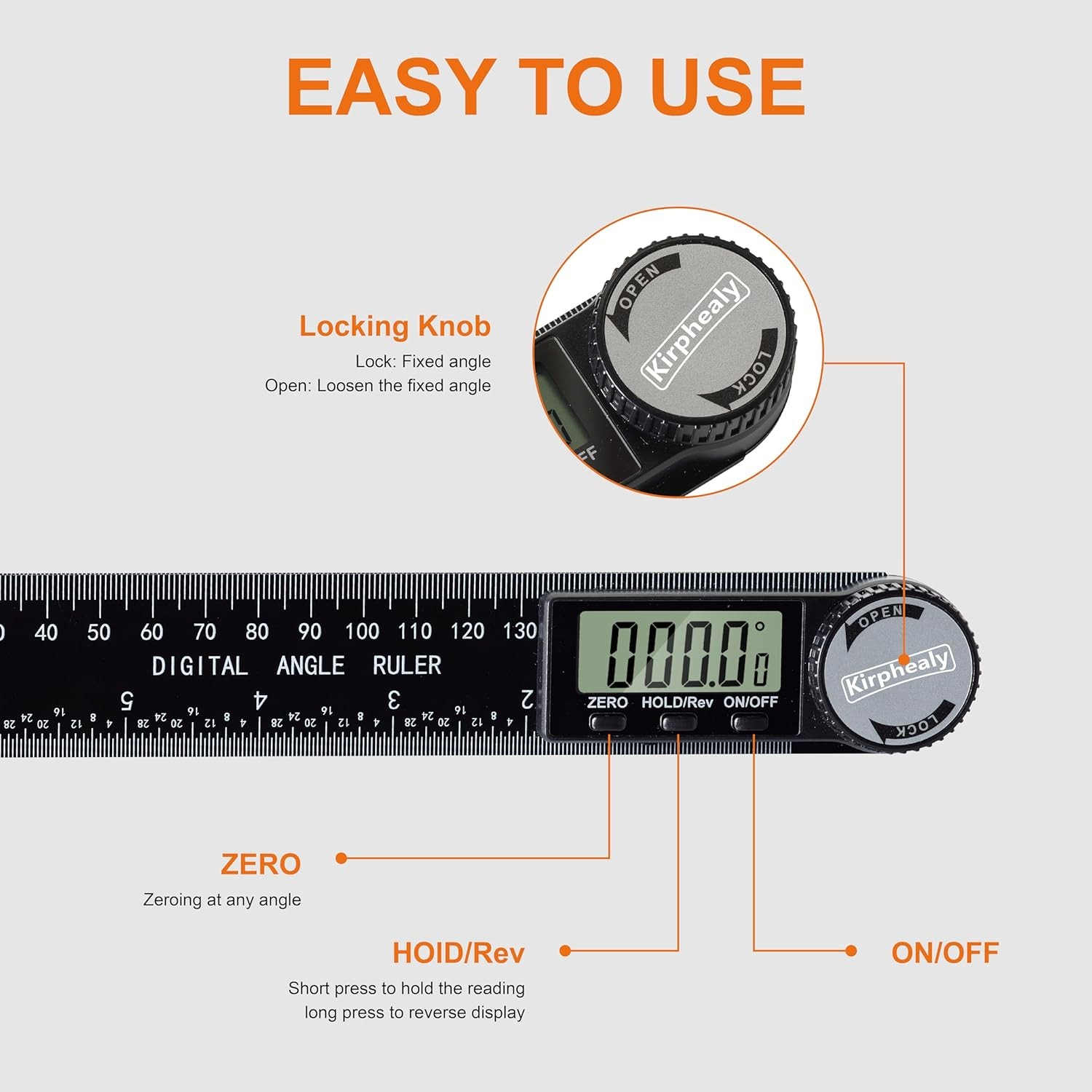 Digital Angle Finder Protractor, 7inch 200mm Gauge Professional Black