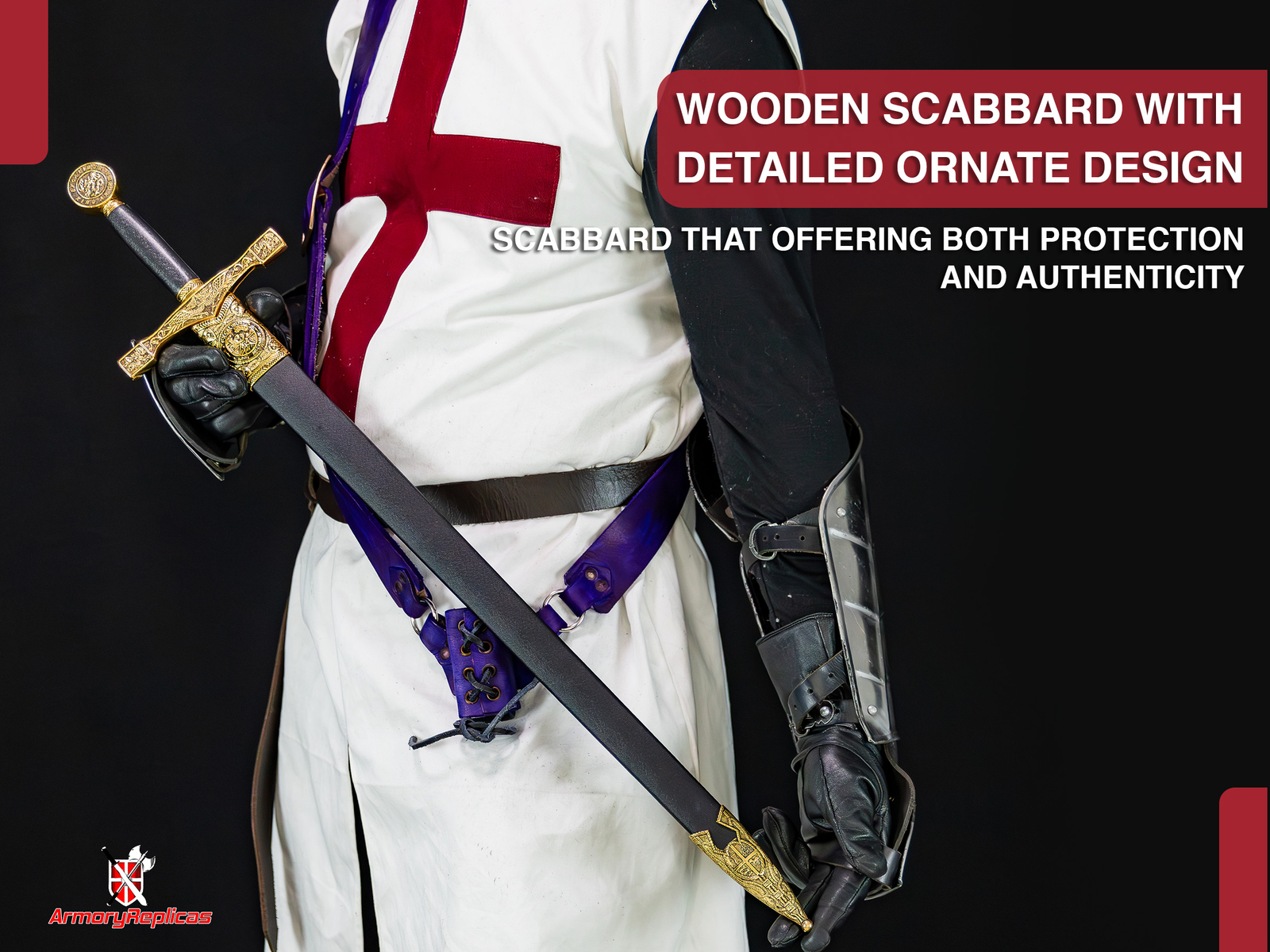 King Arthur Excalibur Longsword - Replica Medieval Knights Sword Gold-Anodized