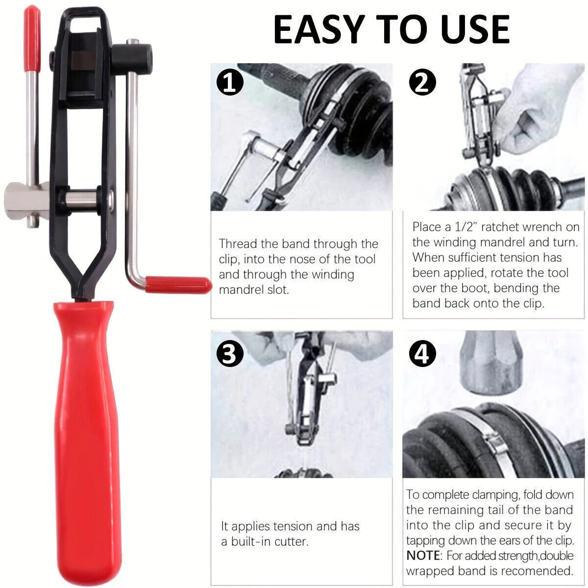 14Pcs CV Joint Boot Clamp Pliers with CV Boot Clamps Kit Ear Type Banding Tool