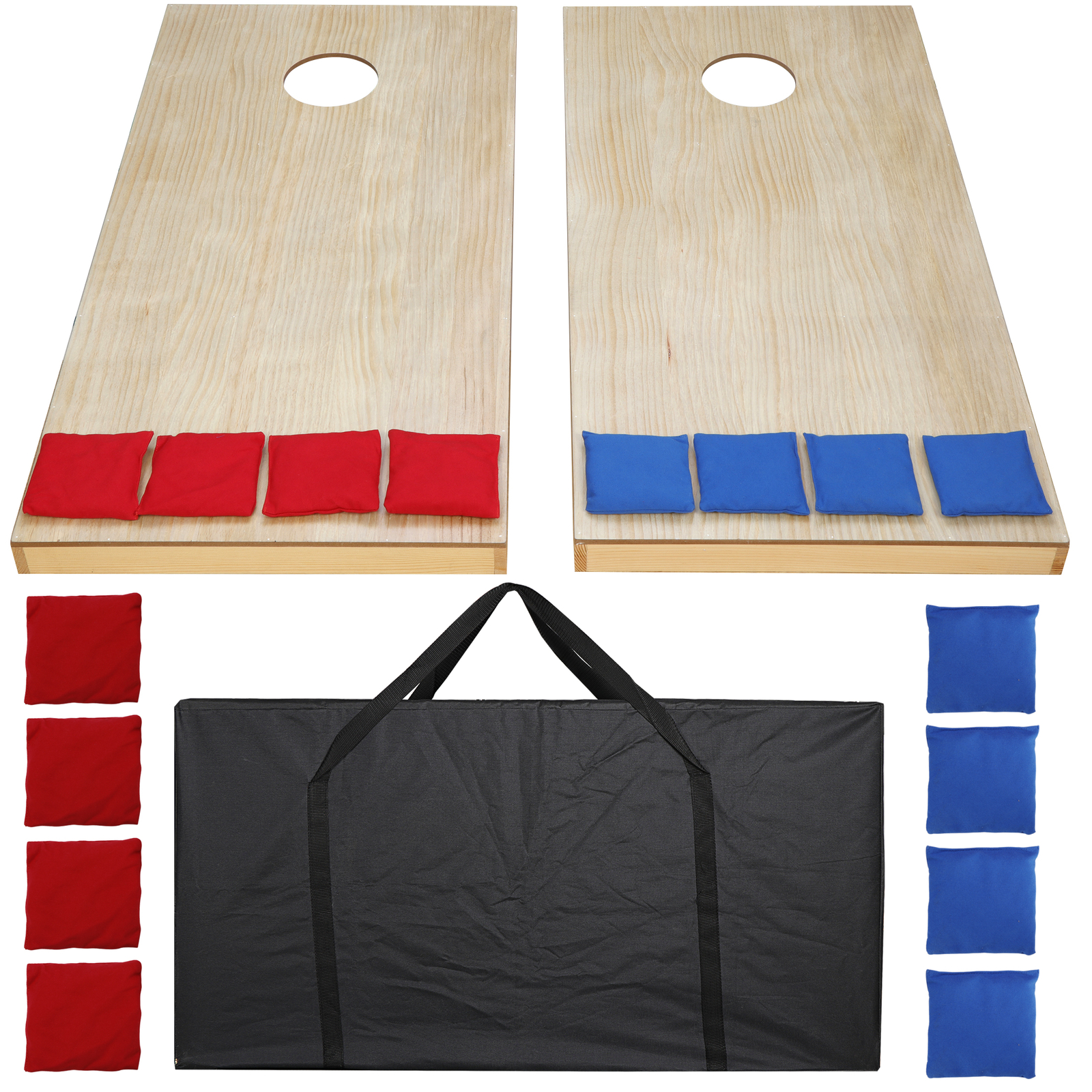 Cornhole Game Set 4x2FT Regulation Size Wood Cornhole Boards 8 Bean Bags w/ Case