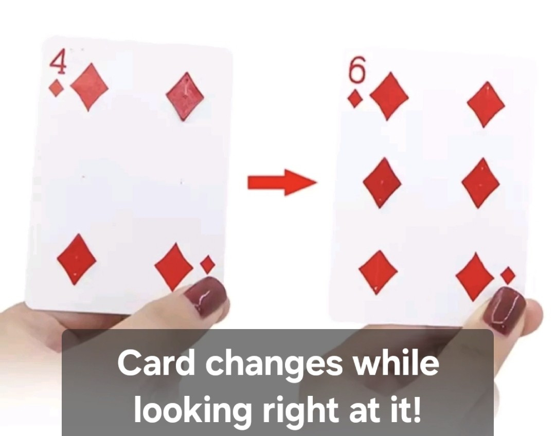 Magic Trick "Card Change" 4 To 6 Diamonds Metamorphosis T5