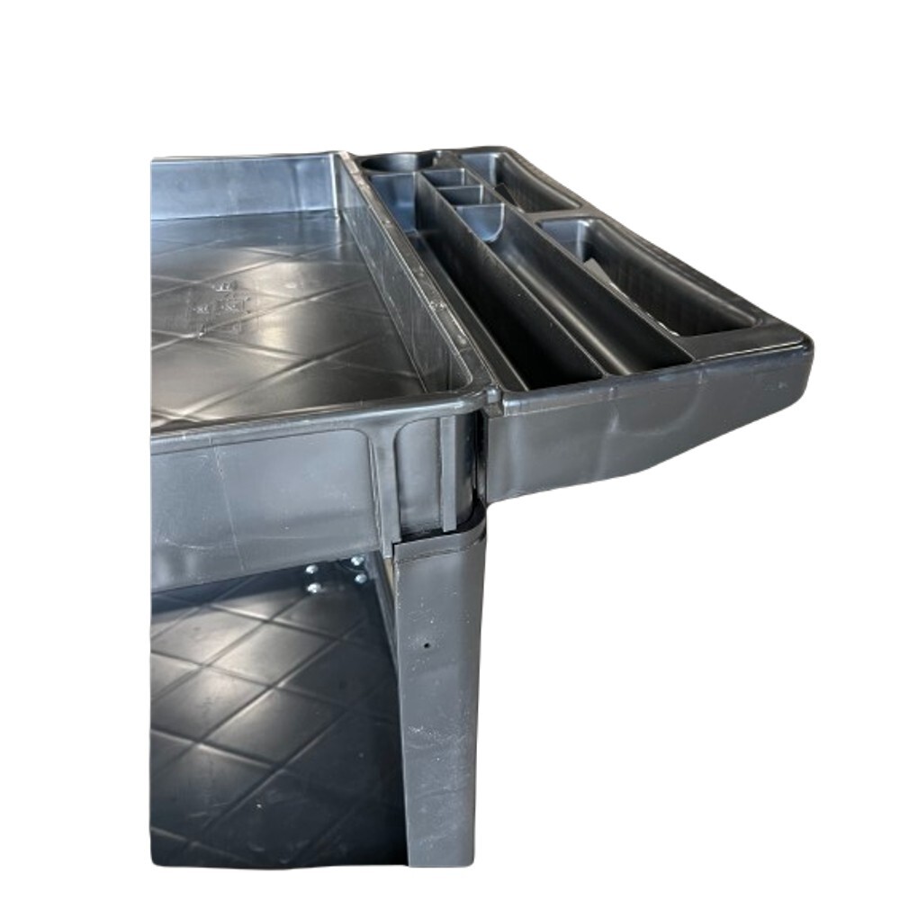 Plastic Utility Cart, 45-1/2" L x 25-1/2" W with Handle 2 Shelves, 550lb Cap