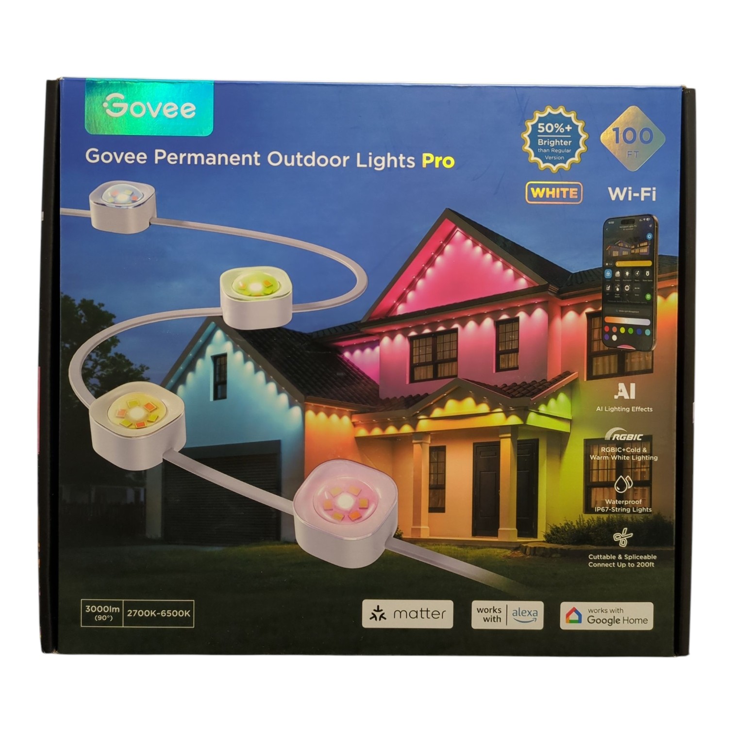 Govee Cuttable LED Permanent Outdoor Lights Pro, 100ft, White, H806A
