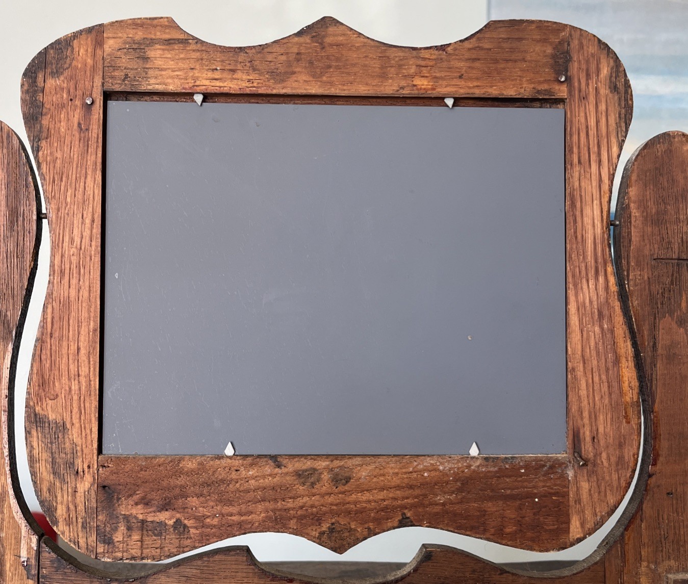 Antique Doll Size Wood Dresser With Brass Handles And Mirror Salesman Sample?