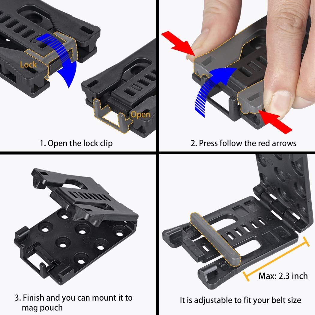 Tactical 5-Pack Tek Lok Belt Clips for Mag/Knife Pouch