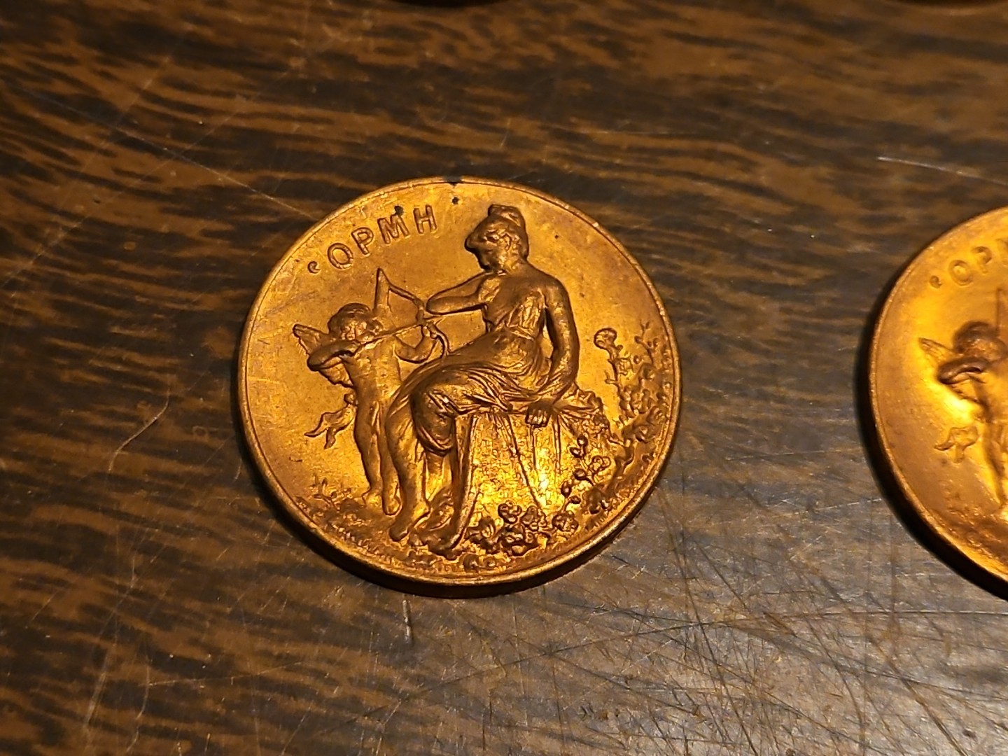 Lot Of 10 Angel CoinPendant France Vintage 60s Brass Stampings Findings Jewelry