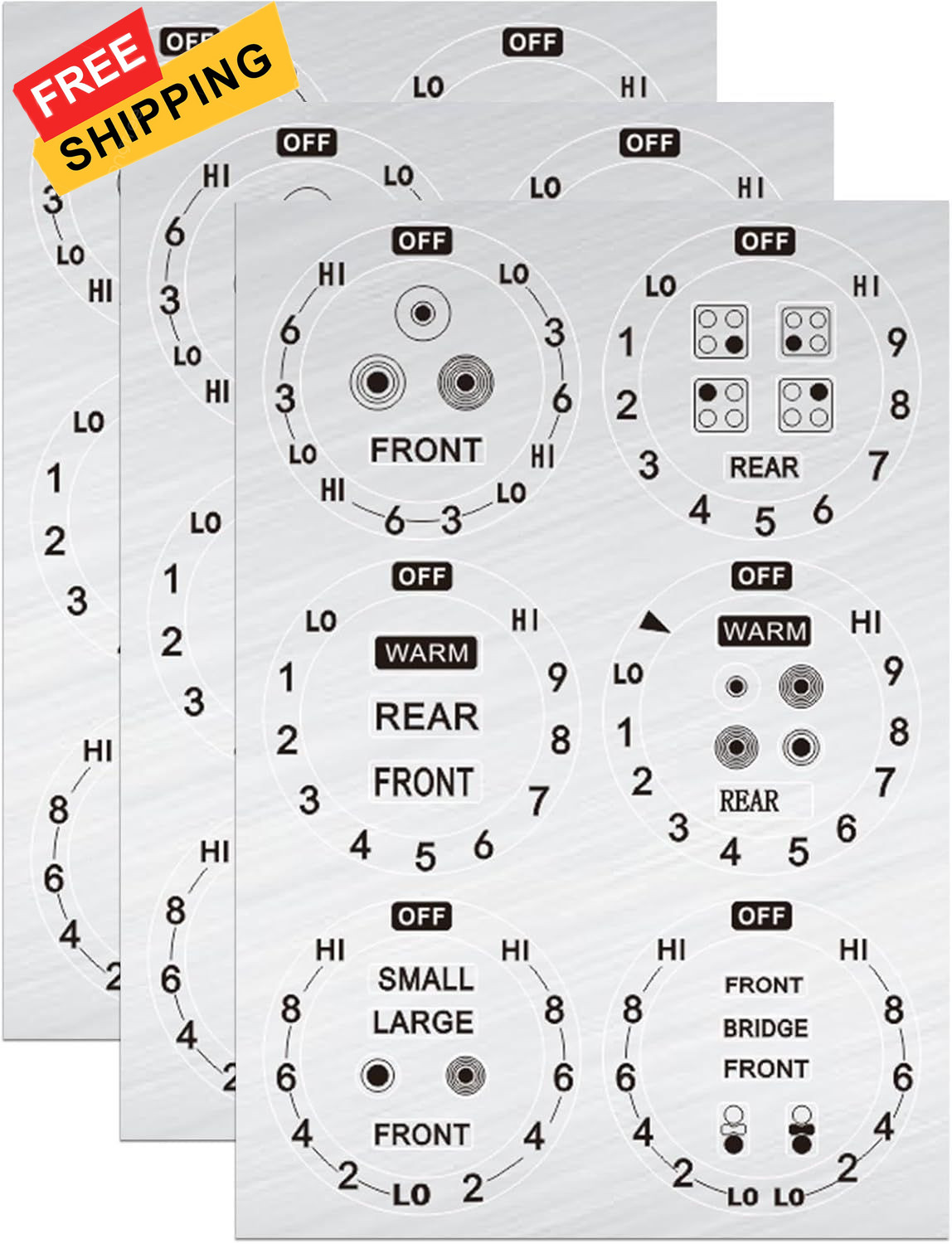 Stove Dials Stickers, Stovetop Knob Symbols Decals for Replacement, Black