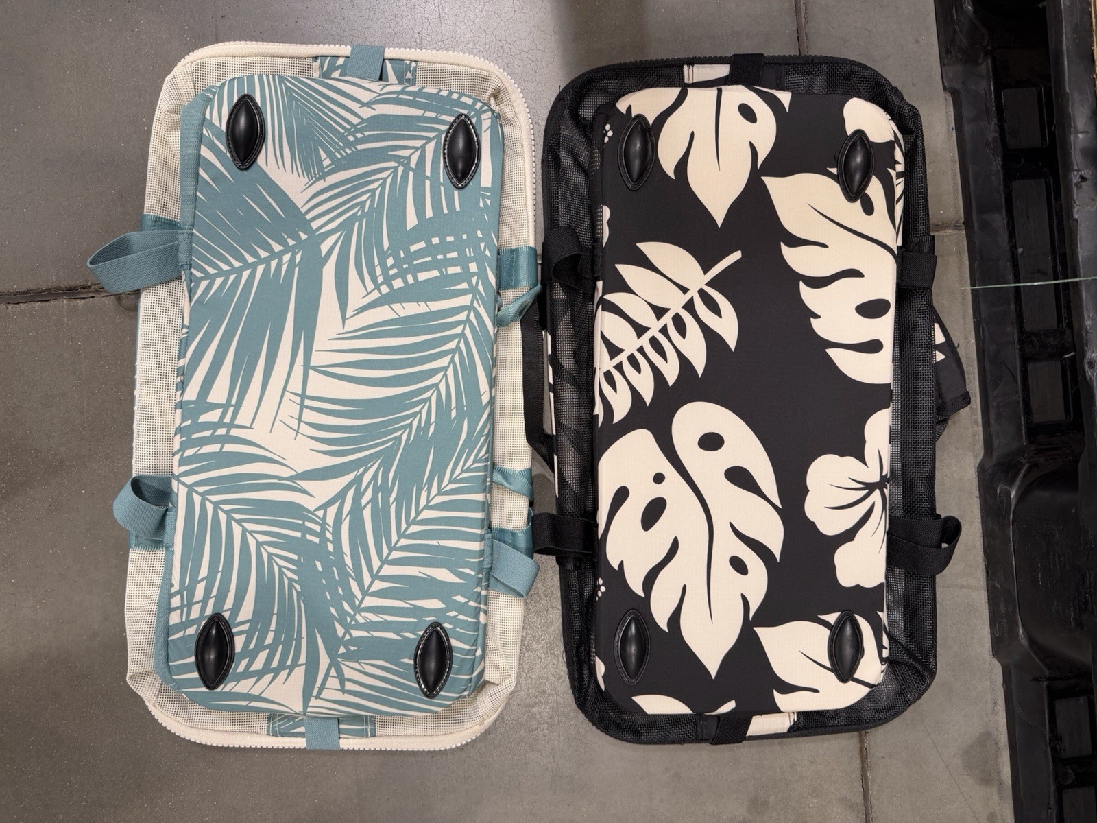 2 Aloha Collapsable Beach Tote Hawaii Floral Grocery Tote Costco - Green & Black