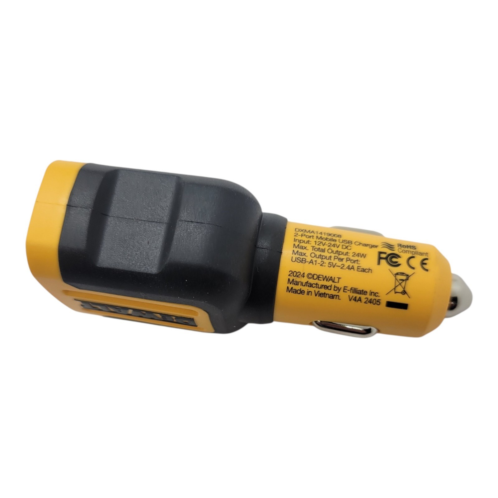 DeWalt 2 Port USB Charger 24 Watt 2-Port FAST CHARGE (DXMA1419008)
