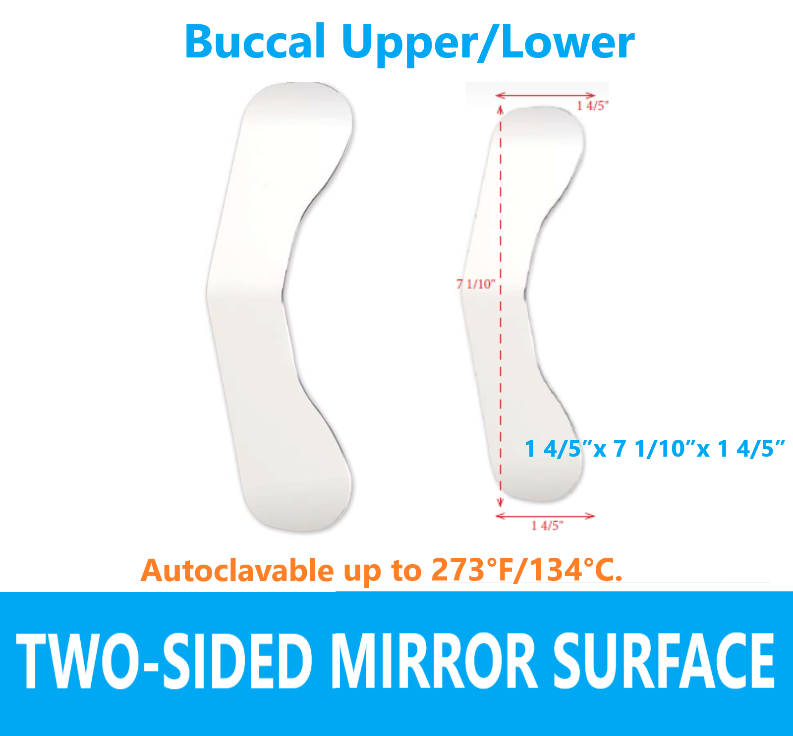 Dental Orthodontic Intraoral Photo Mirrors Buccal, Occlusal, Two or One Mirror