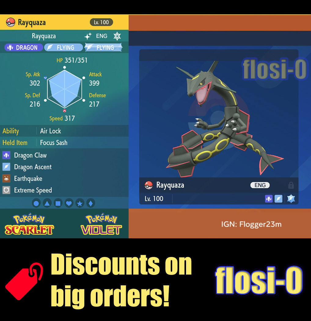 6IV Shiny Rayquaza Pokemon Scarlet and Violet